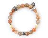 Cancer zodiac sign bracelet with natural peach moonstone beads