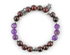 Capricorn zodiac sign bracelet with natural garnet and amethyst beads