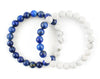 Couple bangle with natural howlite and lapis lazuli beads