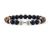 Fitness bracelet with matte onyx and tiger eye beads