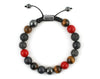  Luxury Men's bracelet with cubic zirconia, coral, tiger eye and matte onyx beads