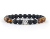 Men’s black panther bracelet with tiger eye beads