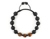 Men's woven bracelet with black lava and tiger beads