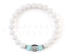 Women’s personalised bracelet with white and mint jade beads