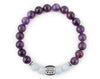 Women’s personalized bracelet with amethyst and aquamarine beads
