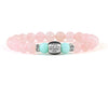 Women’s personalized bracelet with rose quartz and mint jade beads
