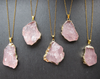 Raw Rose quartz crystal necklace