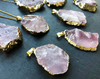 Raw Rose quartz crystal necklace