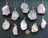 Raw Rose quartz crystal necklace