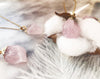 Raw Rose quartz crystal necklace with silver or gold plated chain