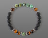 African Turquoise men's bracelet with black volcanic lava and tiger eye beads