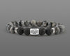 Men’s personalized bracelet with labradorite and black lava beads