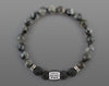 Men’s personalized bracelet with labradorite and black lava beads