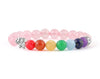 Women’s rose quartz bracelet with 7 chakra stones