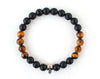 Black Skull bracelet with onyx and tiger eye beads