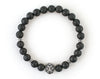 Men’s lion bracelet with black lava beads