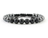 Adjustable bracelet with non-magnetic hematite and black matte onyx beads