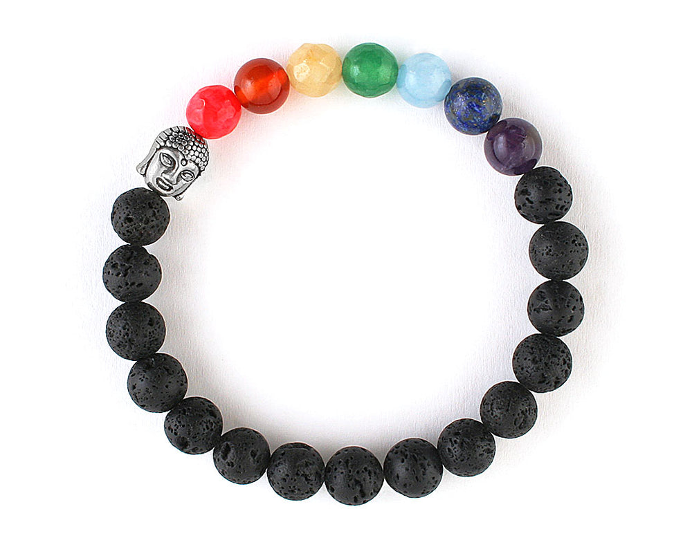 7 Chakra Bracelet White Black Beaded Chakra Stone Bracelet Chakra