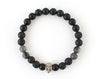 Black Skull bracelet with lava, onyx and labradorite beads