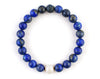 Blue Lapis lazuli and natural pearl womens bracelet