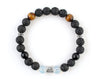Cancer zodiac sign bracelet with volcanic stone and black onyx beads