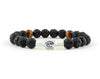 Cancer zodiac sign bracelet with volcanic stone and black onyx beads