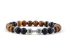 Dumbbell bracelet with matte onyx and tiger eye beads