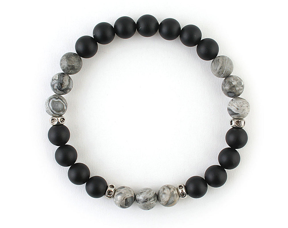 Dropship 4PCS Bead Bracelet For Men Women Black Matte Onyx Tiger