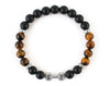 Fitness bracelet with matte onyx and tiger eye beads