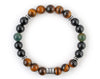 Gemini zodiac sign bracelet with tiger eye and black onyx beads