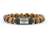 ID engravable bracelets for men with brown tiger eye and lava beads