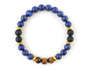 Lapis lazuli men's bracelet with tiger eye beads