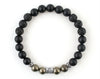 Leo zodiac bracelet with lava, pyrite and matte onyx beads