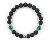 Libra zodiac sign bracelet with black lava and malachite beads