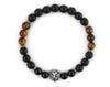 Lion bracelet with black onyx and tiger eye beads