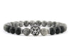 Lion bracelet with gray fancy jasper and matte onyx beads