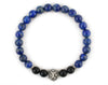 Lion bracelet with lapis lazuli and matte onyx beads