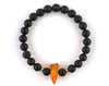 Men's amber bracelet with matte black onyx beads