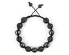 Men's black bracelet with cubic zirconia beads