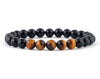 Men's black onyx bracelet with tiger eye beads