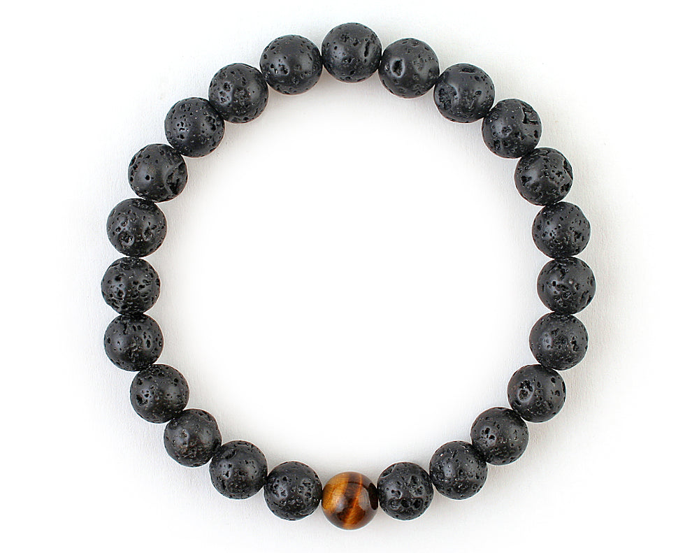 Men's Centauro Black Lava Double Wrap 6mm Bead Bracelet