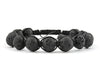 Men's braided bracelet with black lava beads
