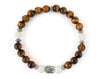 Men’s Buddha bracelet with tiger eye and shell beads