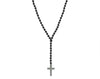 Men's cross lava rosaries necklace