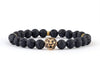 Men’s golden lion bracelet with black lava beads