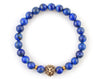 Men’s lion bracelet with blue lapis lazuli beads