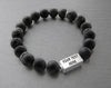 Mens name bracelet personalized with labradorite and black lava beads