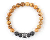 Men’s engravable name bracelet with picture jasper and lava beads