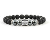 Men’s personalized bracelet with hematite and black volcanic stone beads