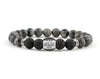 Men’s personalized bracelet with labradorite and black lava beads